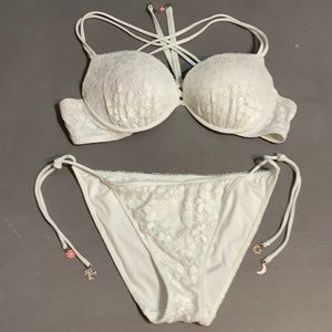 White lace push-up bikini
